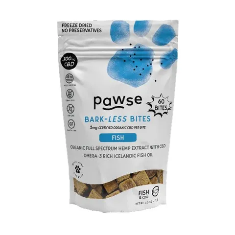 1ea 60pc Pawse 300mg Fish Bark-Less Bites - Dog/Cat Supplements